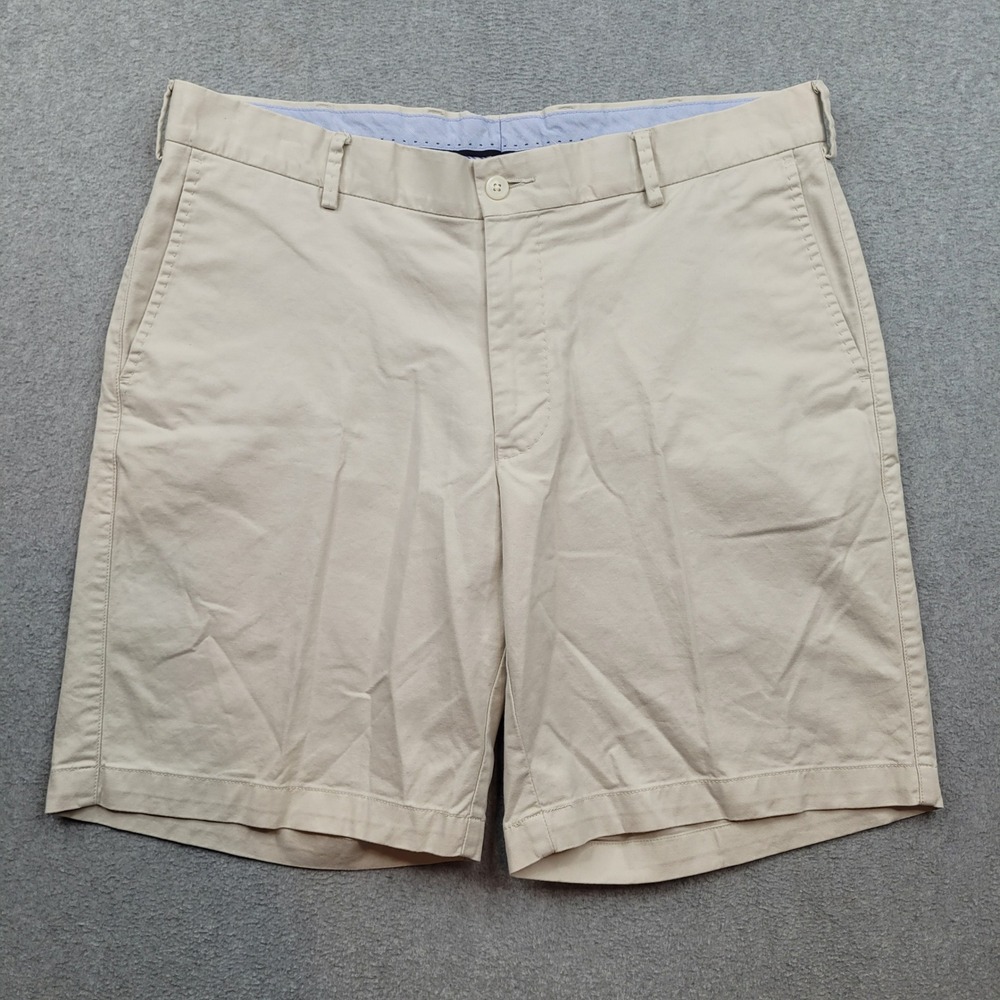 Peter Millar Chino Shorts Mens 35 Beige Pima Cotton Spandex Flat Front